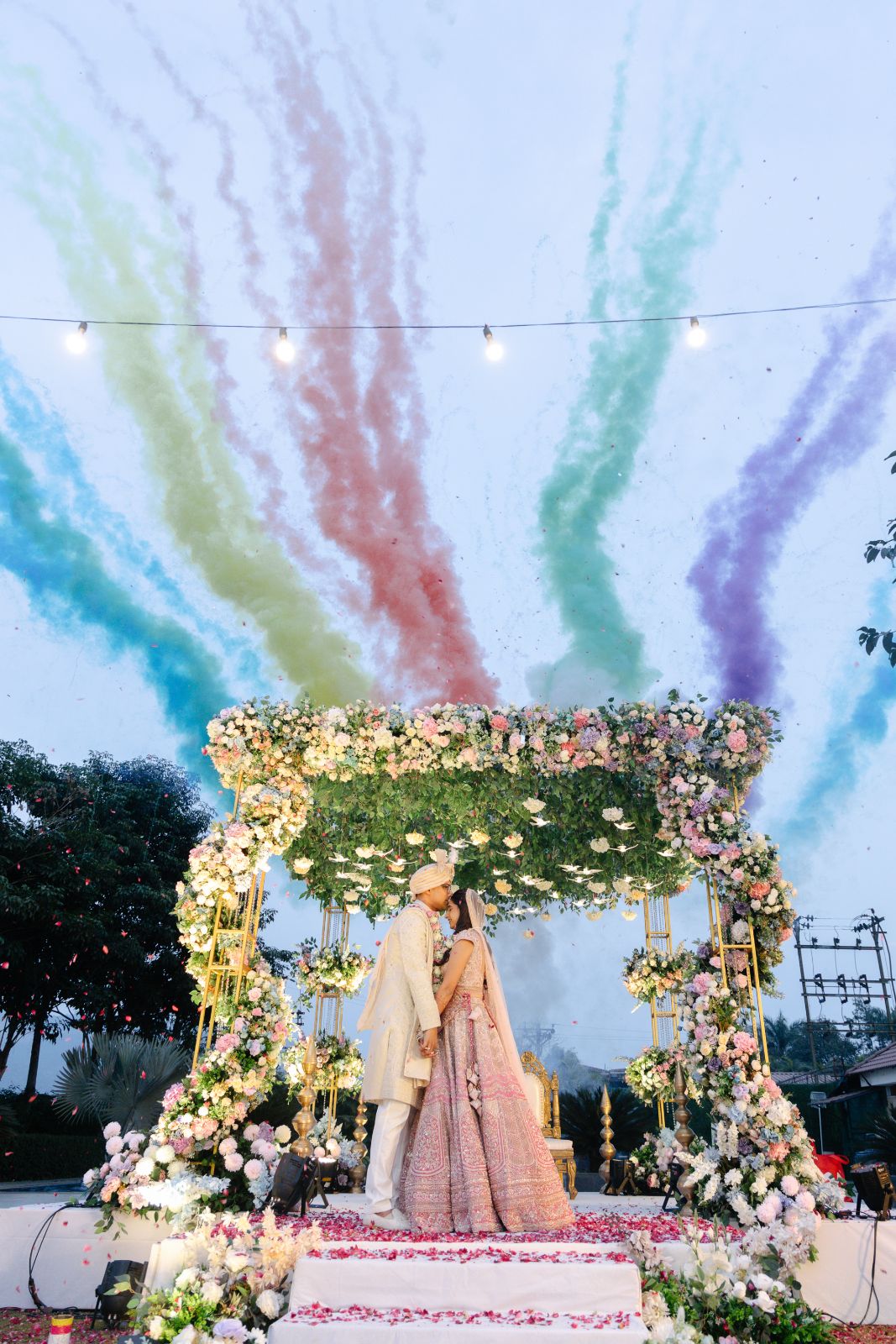 Coloured smoke over the mandap